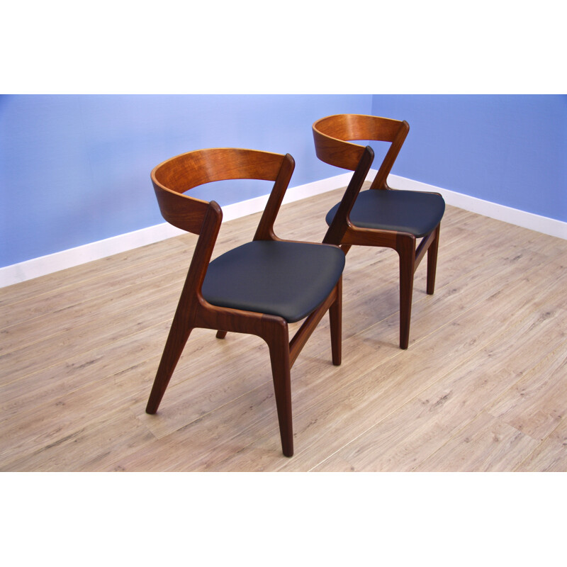 Set of 2 chairs in wood and leatherette produced  by Farstrup - 1960s