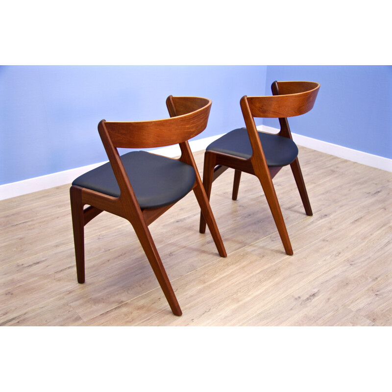 Set of 2 chairs in wood and leatherette produced  by Farstrup - 1960s