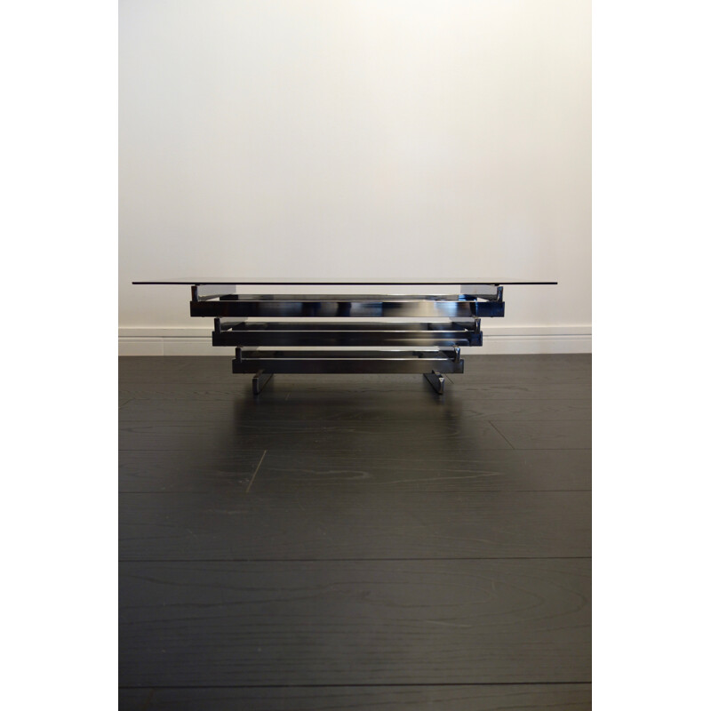 Table basse rectangulaire en chrome - 1970