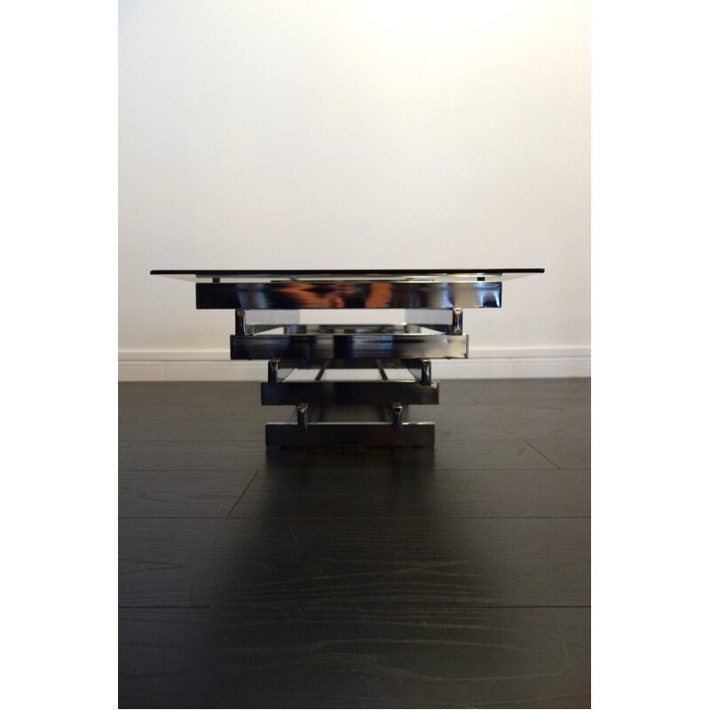 Table basse rectangulaire en chrome - 1970