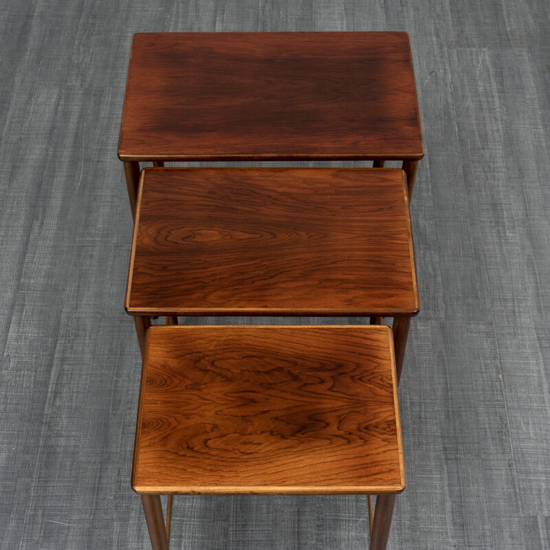 Set of 3 rosewood nesting tables - 1960s