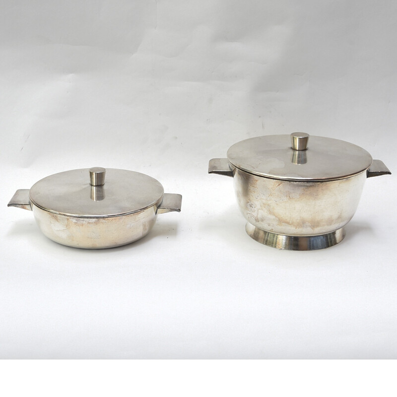 Pair of vintage steel bowls by Gio Ponti for Krupp Milano, 1960