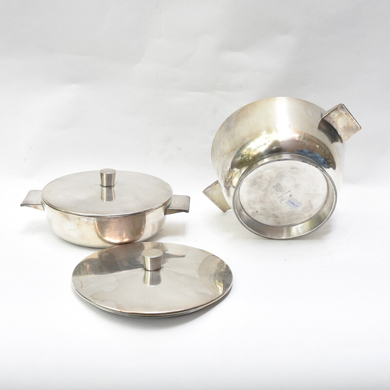 Pair of vintage steel bowls by Gio Ponti for Krupp Milano, 1960