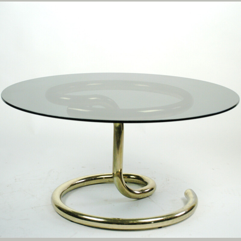 "Anaconda" coffee table in brass by Paul Tuttle - 1970s