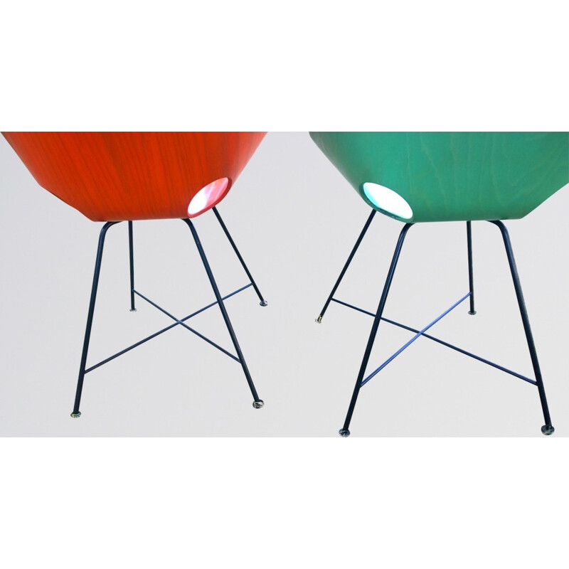 Pair of orange and green "S664" chairs, Eddie HARLIS - 1980s
