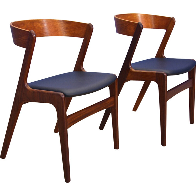 Set of 2 chairs in wood and leatherette produced  by Farstrup - 1960s