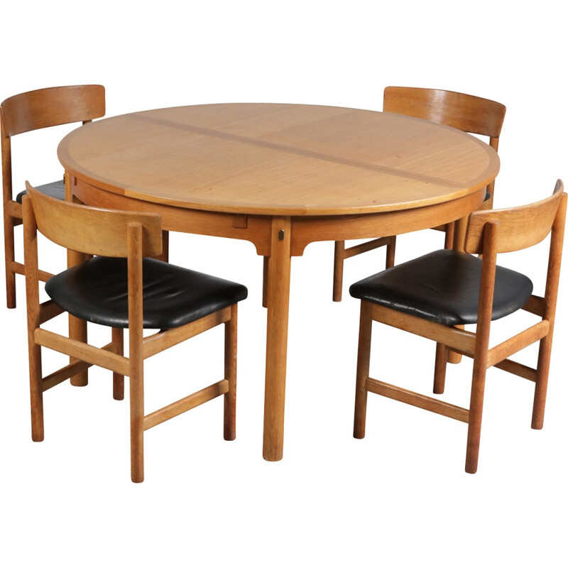 Dining set in oakwood and leather by Borge Mogensen produced by AB Karl Andersson & Söner - 1950s