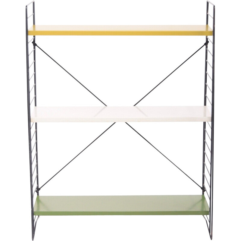 3 shelf unit in green, white and yellow by Dekker for Tomado H - 1950s