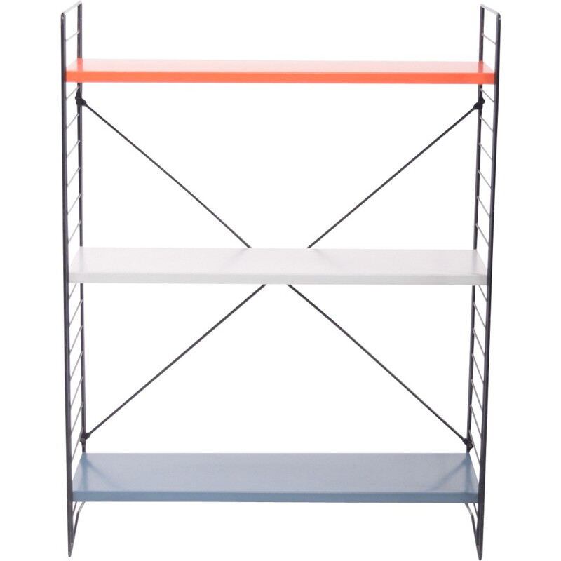 3 shelf unit in blue, white and red by Dekker for Tomado H - 1950s