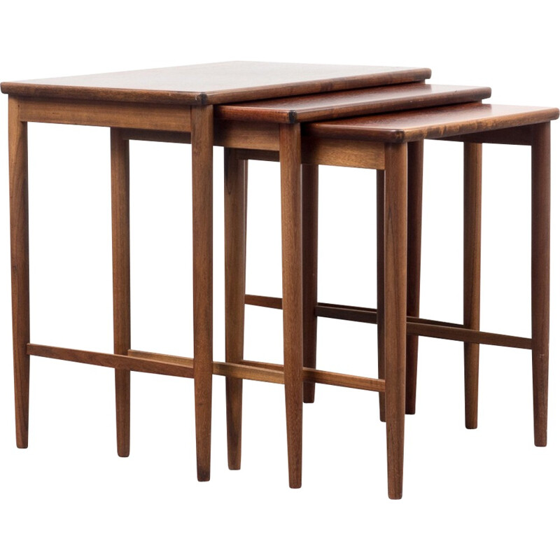 Set of 3 rosewood nesting tables - 1960s