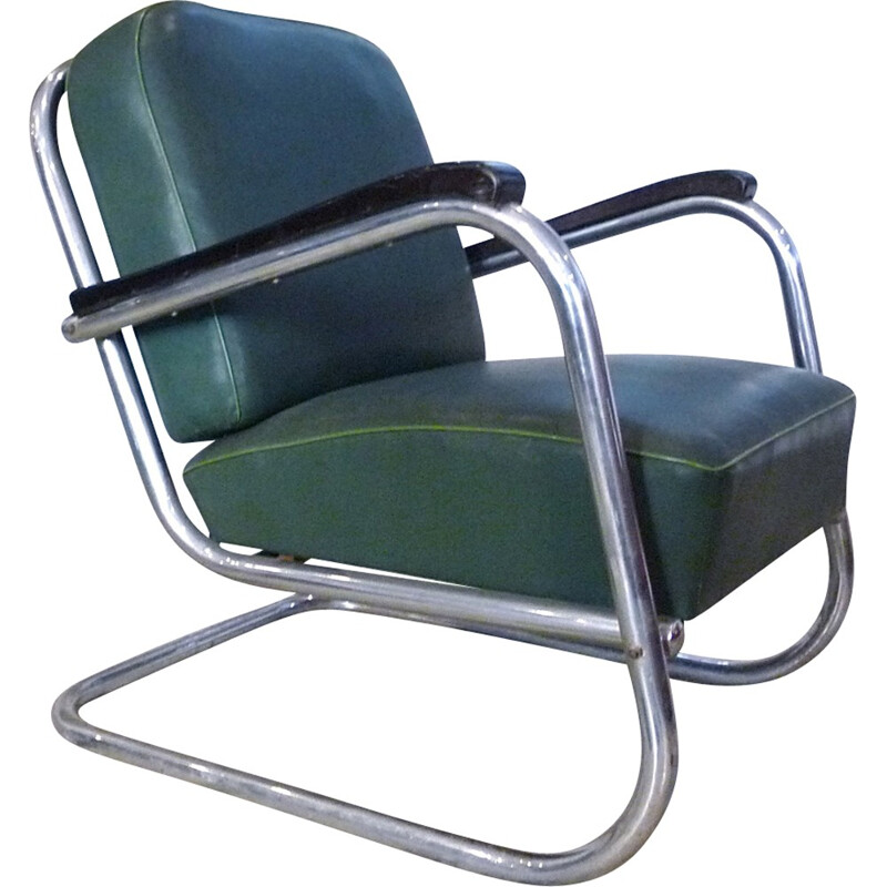Set van 3 Duitse buisvormige stalen fauteuils - 1930