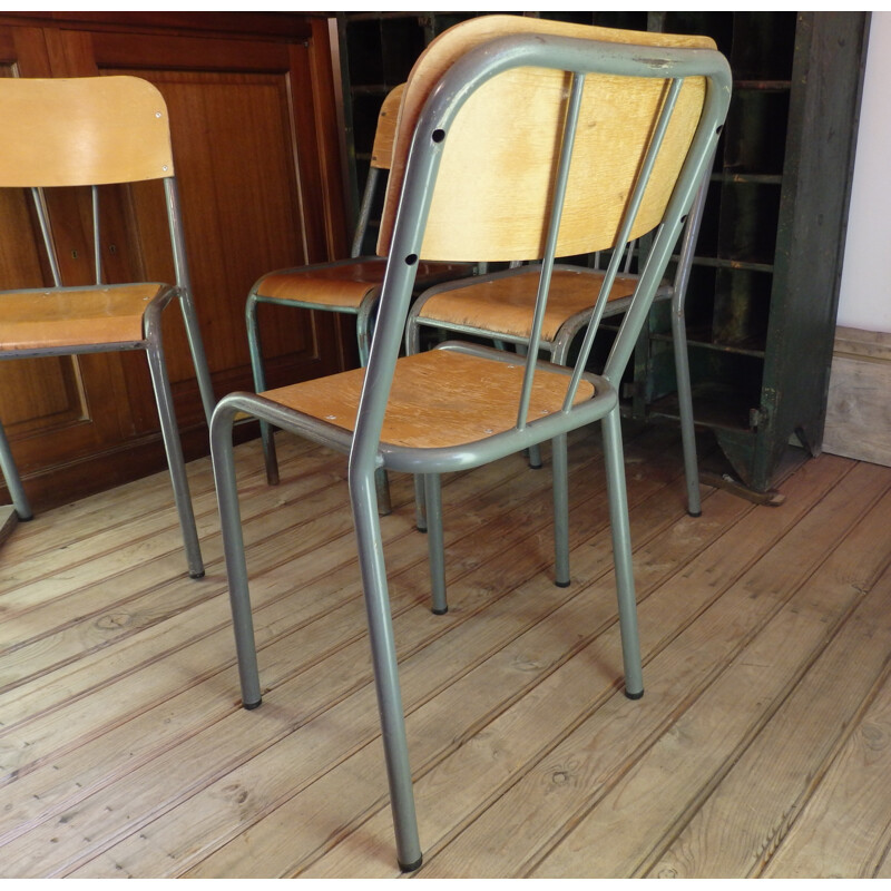 Ensemble de 4 chaises d'écolier vintage - 1950