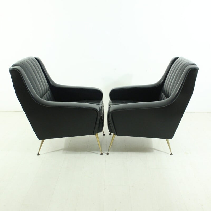 Paire de fauteuils vintage noir - 1950