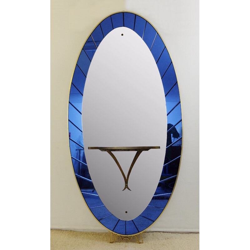 Miroir vintage ovale en laiton produit par Crystal Arte - 1950