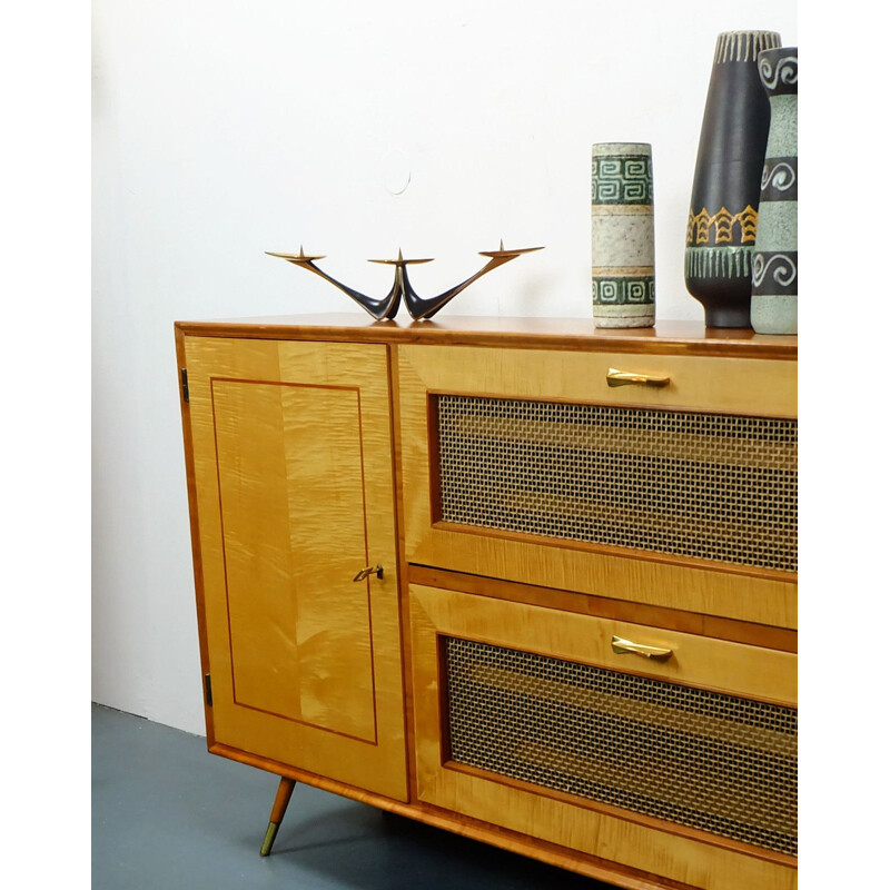 Mid-century shoe cabinet in cherry and maplewood - 1950s