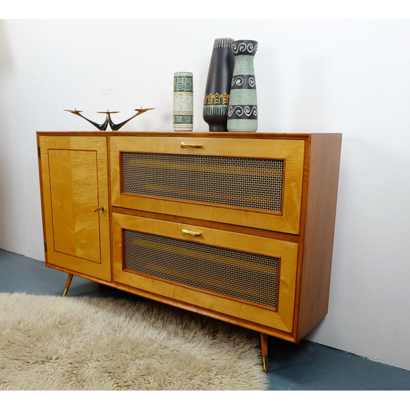 Mid-century shoe cabinet in cherry and maplewood - 1950s