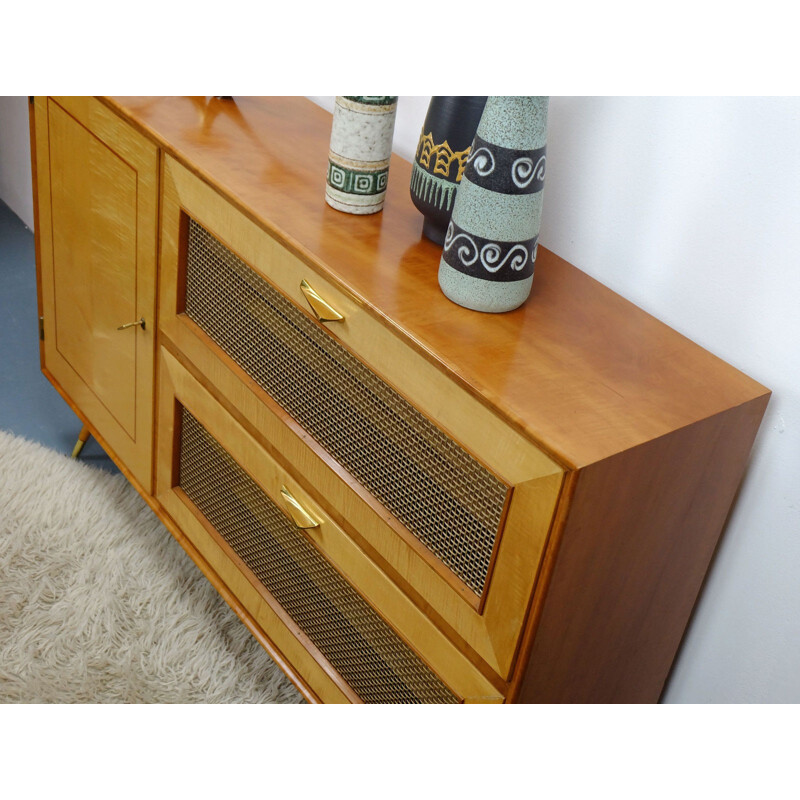 Mid-century shoe cabinet in cherry and maplewood - 1950s