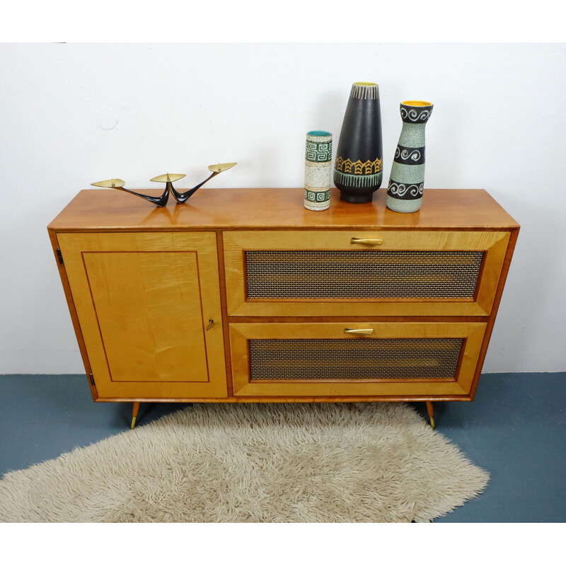 Mid-century shoe cabinet in cherry and maplewood - 1950s