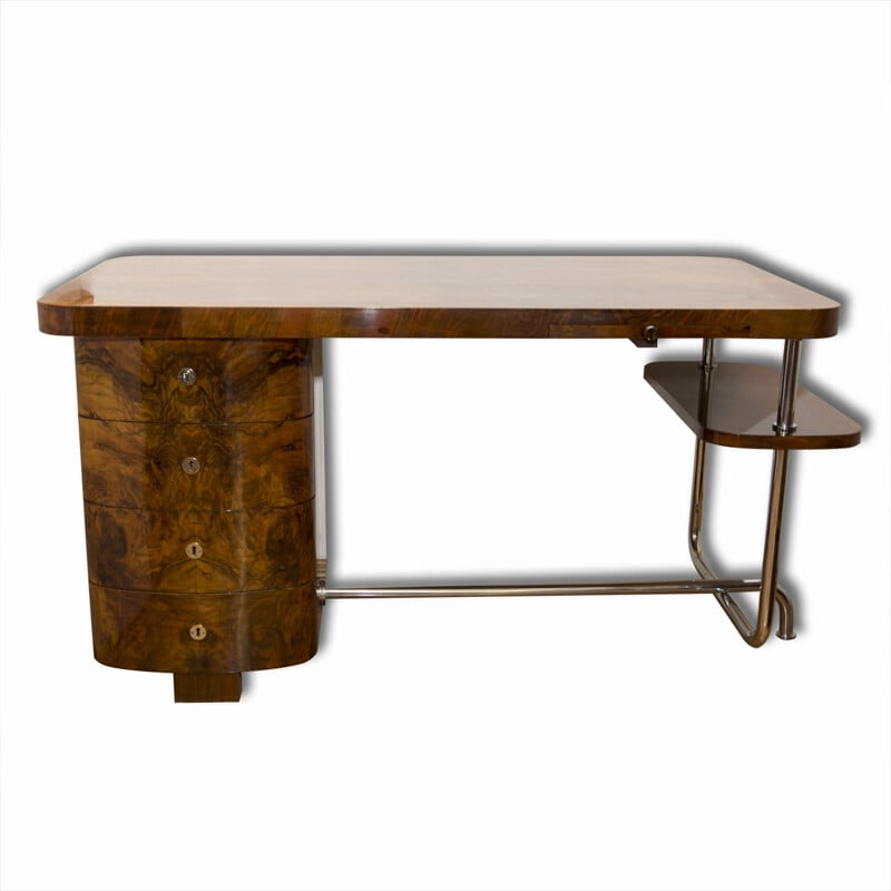 Mid-century desk in wood by Jindrich Halabala for UP Zavody Brno - 1930s 