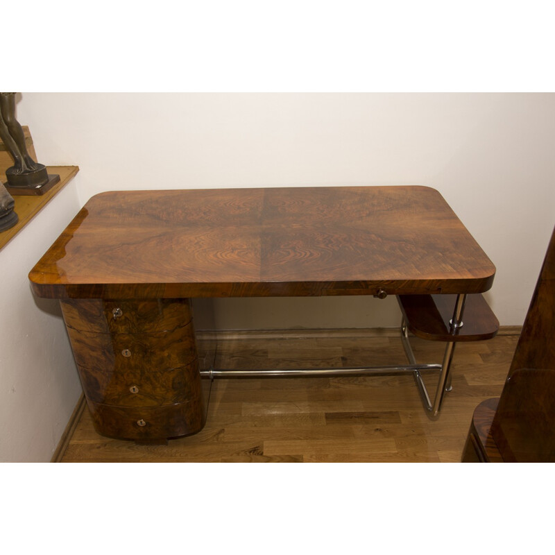 Bureau vintage en bois de Jindrich Halabala pour UP Zavody Brno - 1930