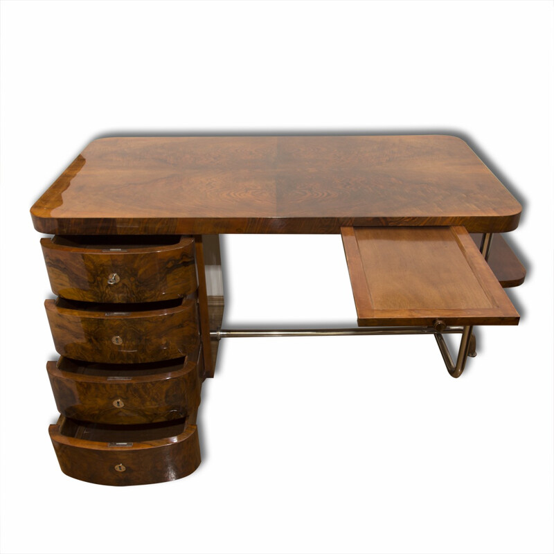 Mid-century desk in wood by Jindrich Halabala for UP Zavody Brno - 1930s 