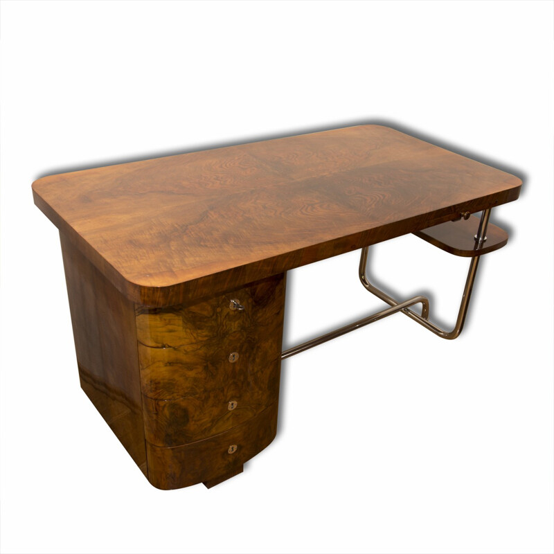 Mid-century desk in wood by Jindrich Halabala for UP Zavody Brno - 1930s 