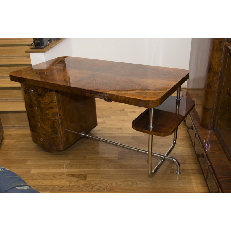 Mid-century desk in wood by Jindrich Halabala for UP Zavody Brno - 1930s 