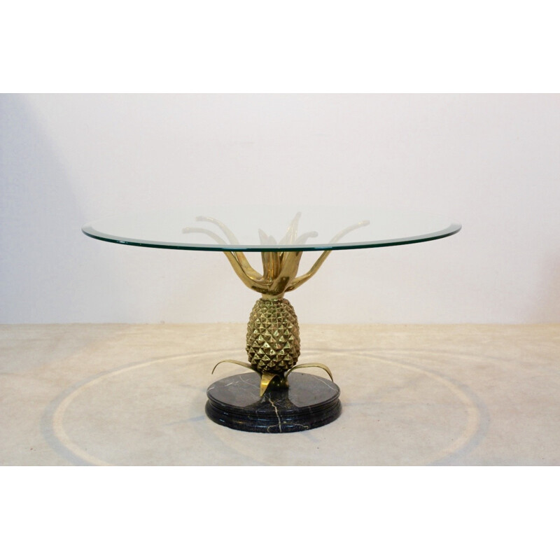 Coffee table in brass, glass and marble - 1970s