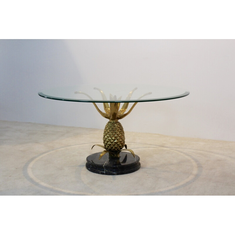 Table basse en laiton, verre et marbre  - 1970