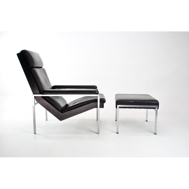 "Lotus" leather chair with ottoman by Rob Parry for Gelderland - 1960s