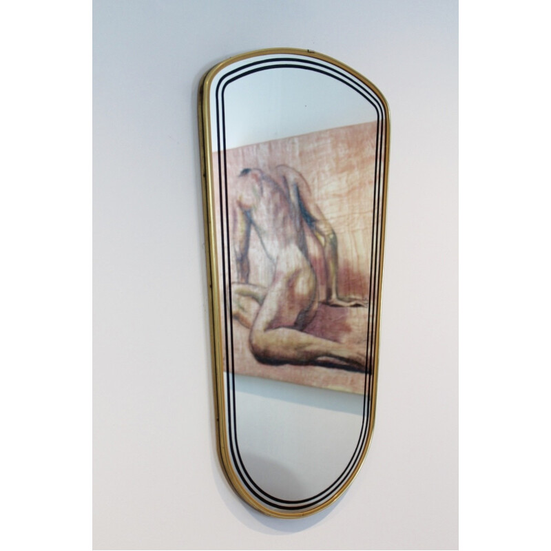 Mid Century brass framed mirror - 1950s