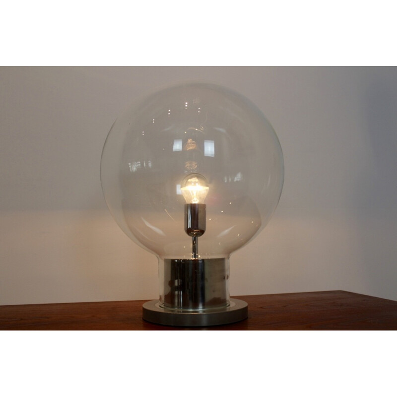 Lámpara de mesa icónica de cromo y cristal para Raak Amsterdam XL Globe - 1960