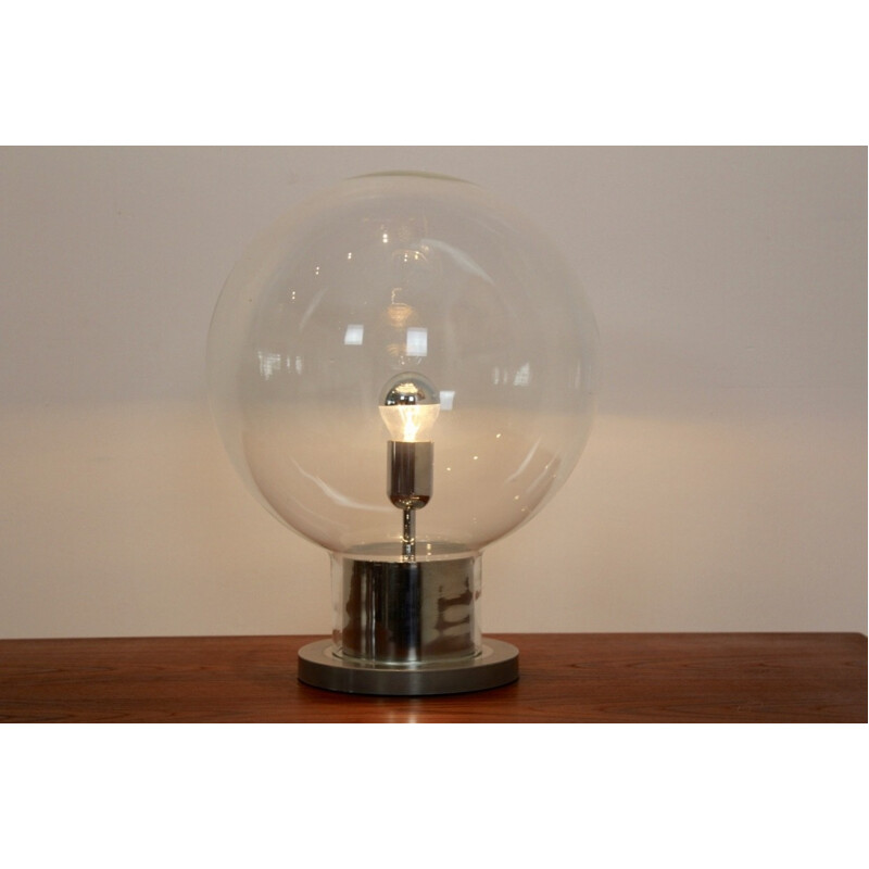 Iconica lampada da tavolo in cromo e vetro per Raak Amsterdam XL Globe - 1960