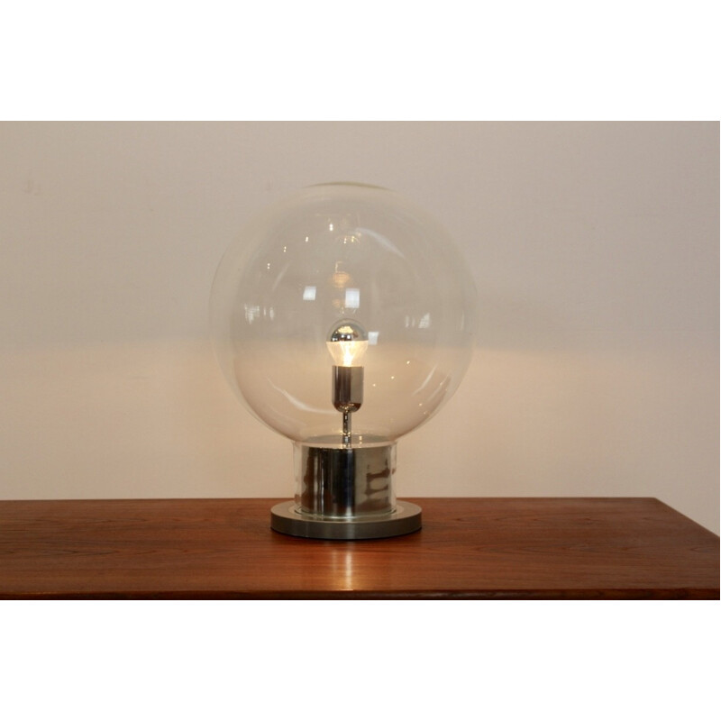 Iconische chromen en glazen tafellamp voor Raak Amsterdam XL Globe - 1960