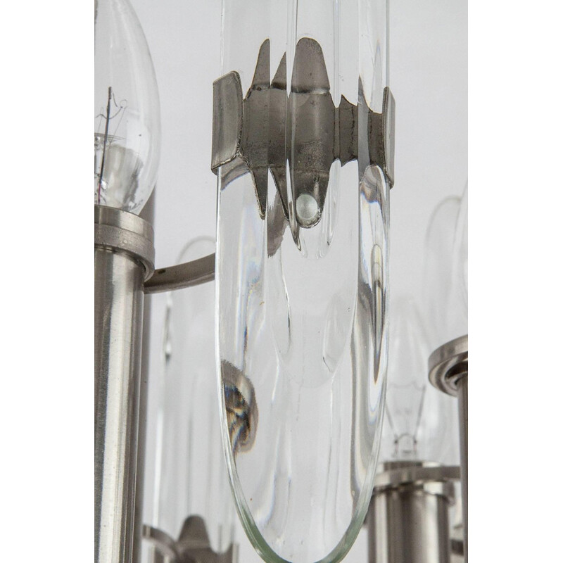 Mid-century chandelier in chromed steel by Gaetano Sciolari - 1960s