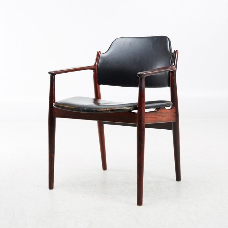 "62A" armchair in rosewood and leather by Arne Vodder for Sibast - 1960s