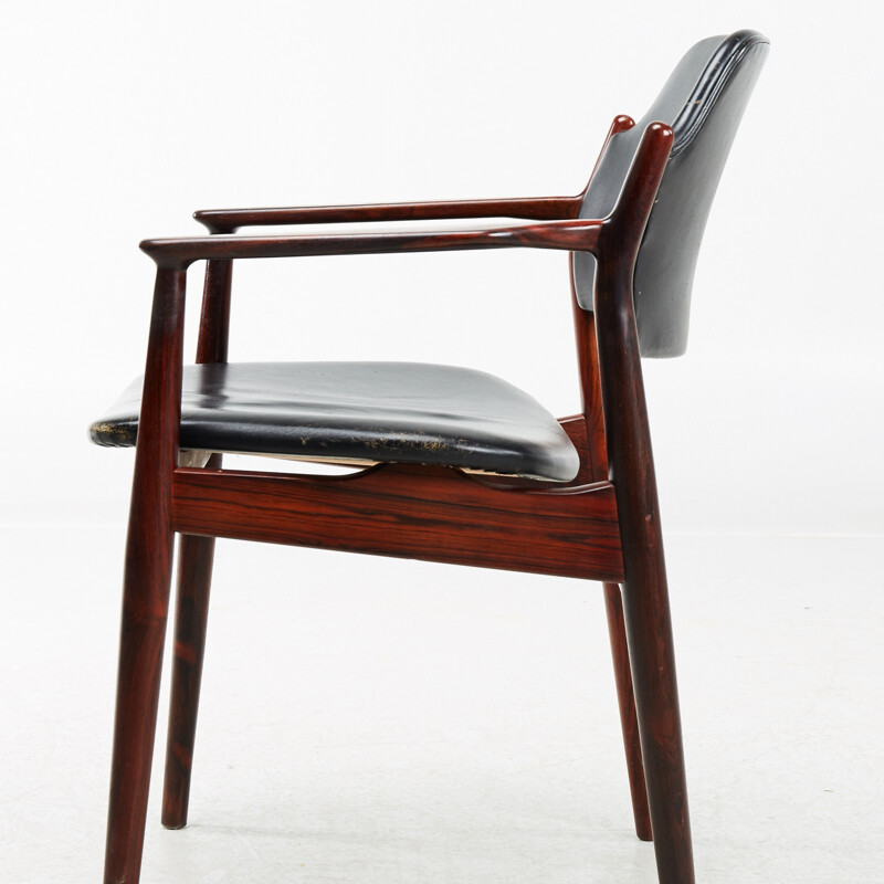 "62A" armchair in rosewood and leather by Arne Vodder for Sibast - 1960s