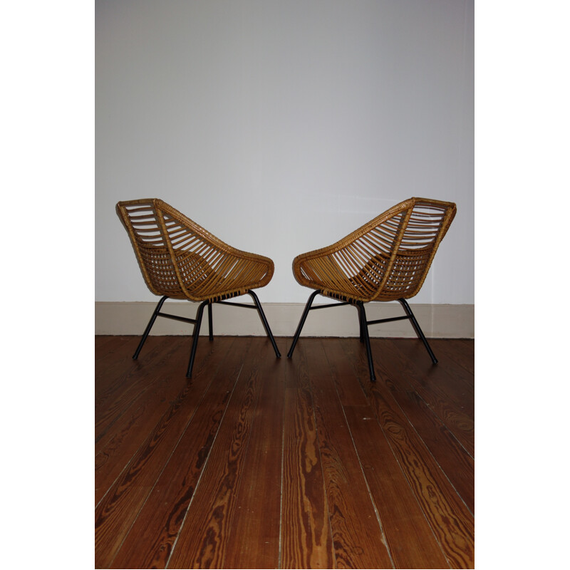 Pair of rattan armchairs by Rohe Noordwolde - 1950s