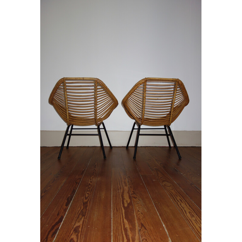 Pair of rattan armchairs by Rohe Noordwolde - 1950s
