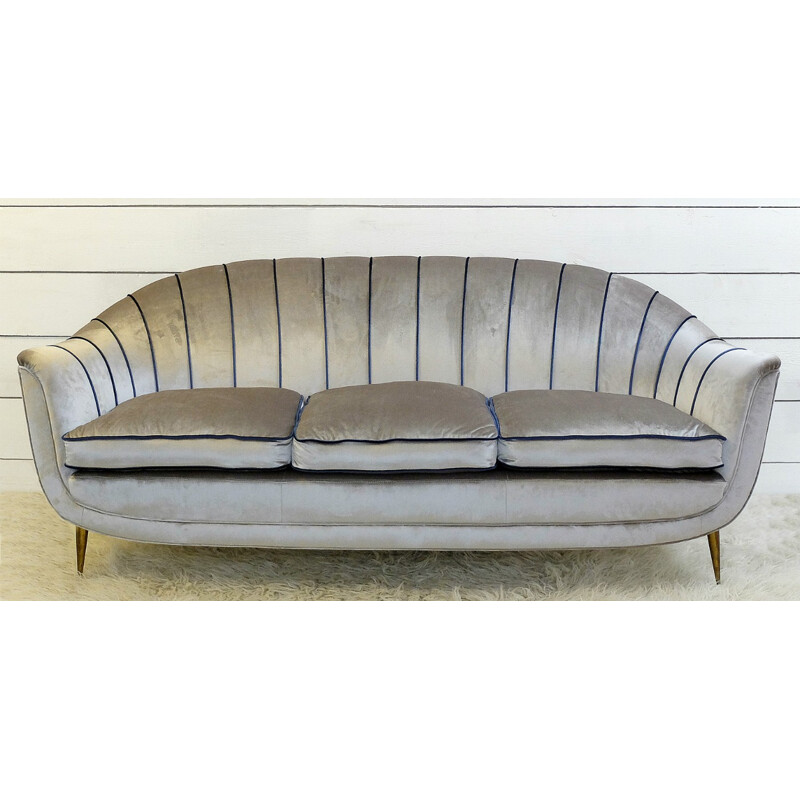 Italienisches Vintage-Sofa in Blau und Grau - 1960