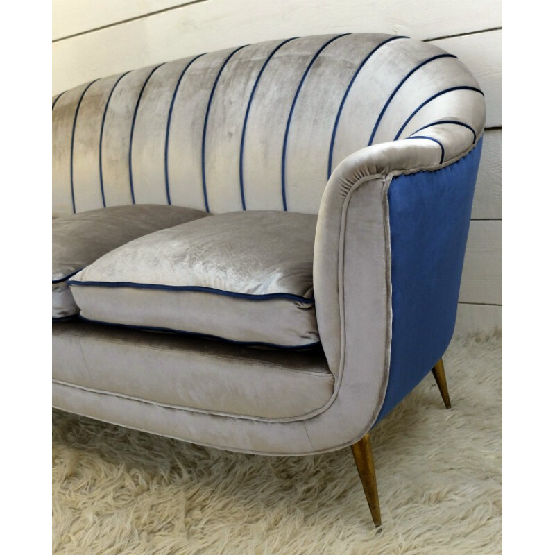 Italienisches Vintage-Sofa in Blau und Grau - 1960