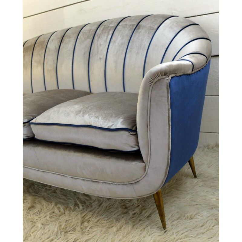 Mid century Italian blue and grey sofa - 1960s 