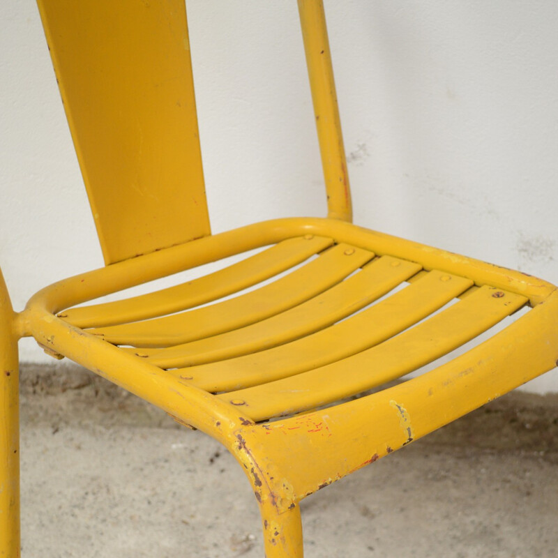 Pair of yellow "T4" chairs by Xavier Pauchard for Tolix - 1950s
