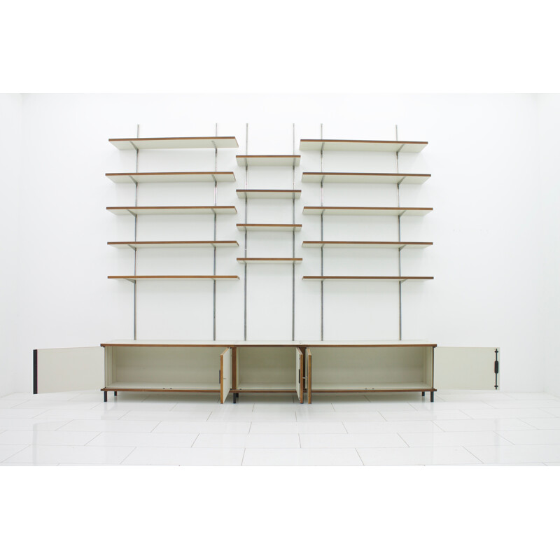 Wall shelving system with sideboard M125 by Hans Gugelot for Bofinger - 1960s 