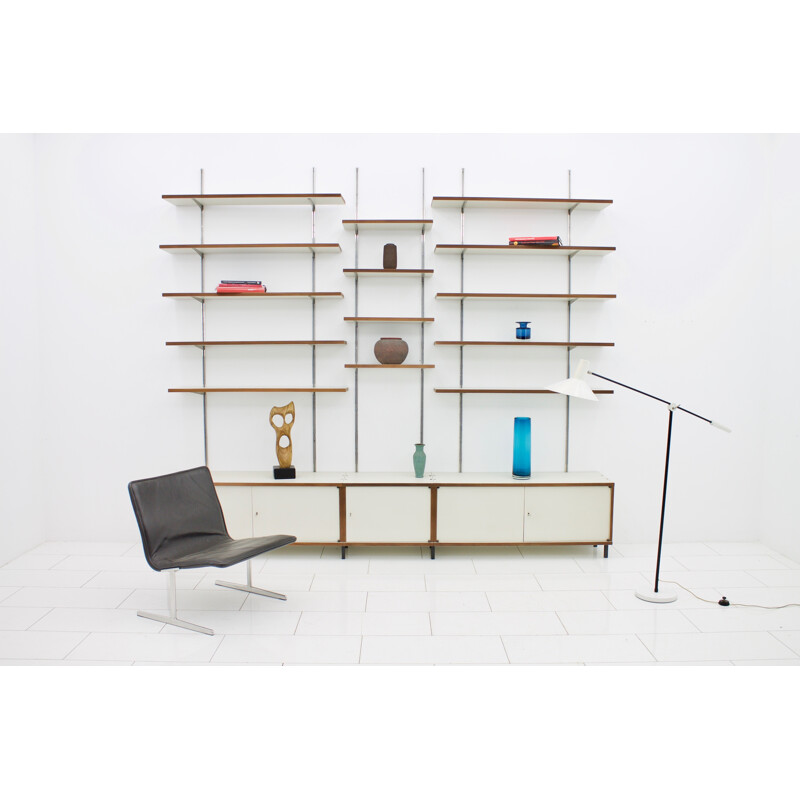 Wall shelving system with sideboard M125 by Hans Gugelot for Bofinger - 1960s 