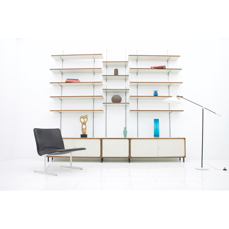 Wall shelving system with sideboard M125 by Hans Gugelot for Bofinger - 1960s 