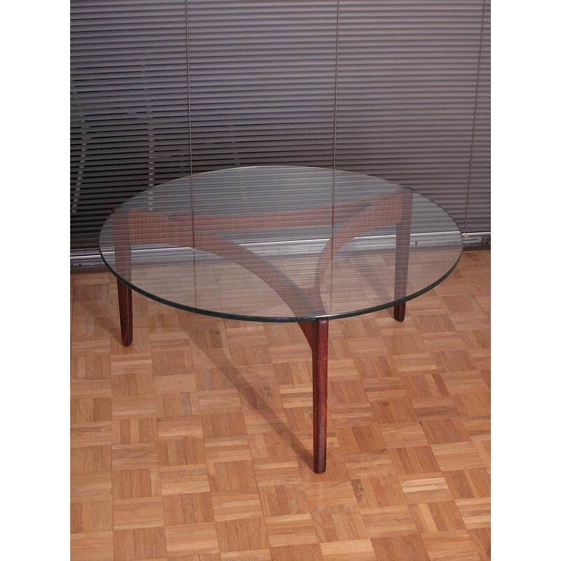 Rosewood and Glass cofee table by Sven Ellekaer - 1960s