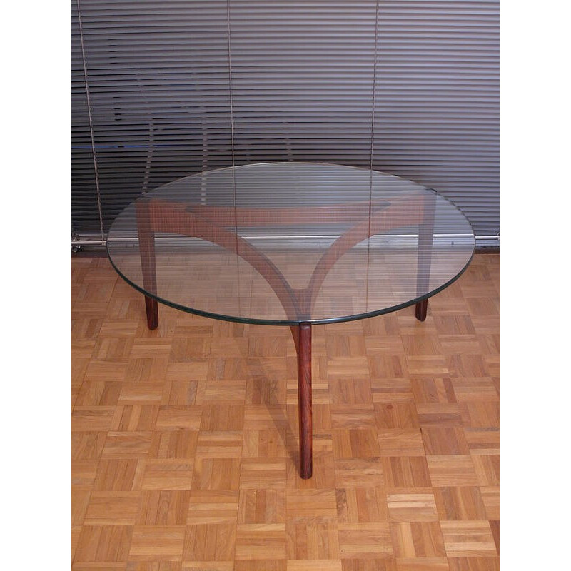 Rosewood and Glass cofee table by Sven Ellekaer - 1960s