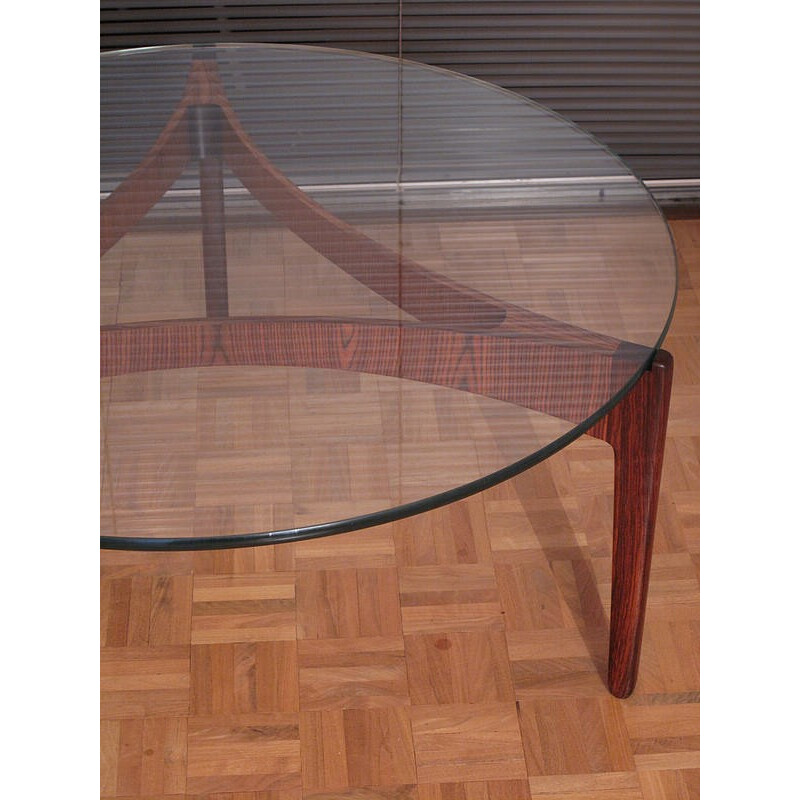 Rosewood and Glass cofee table by Sven Ellekaer - 1960s