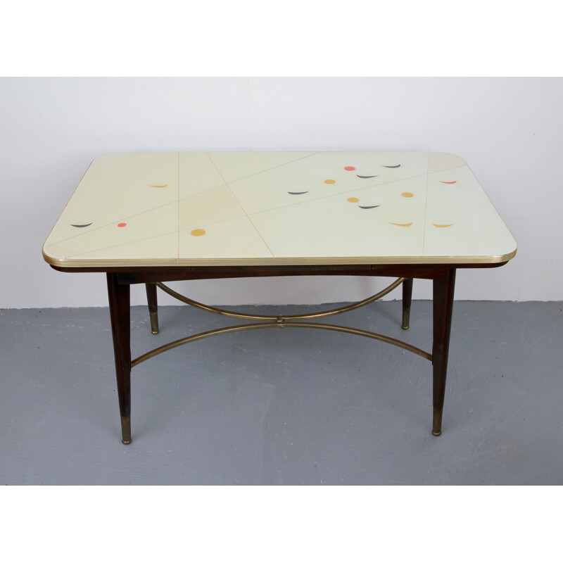 Mid-century cocktail table in glass and brass - 1950s